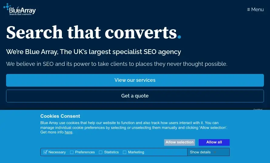 Blue Array e-commerce SEO agency UK