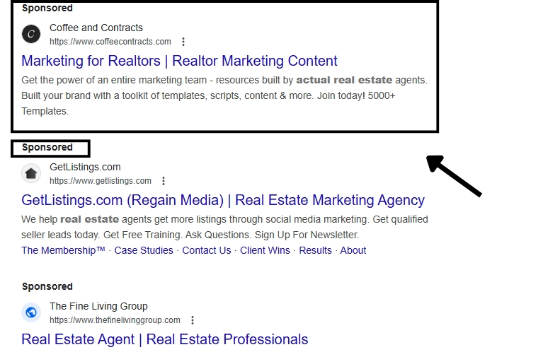 Google Ads section showcasing promotional content or advertisements.