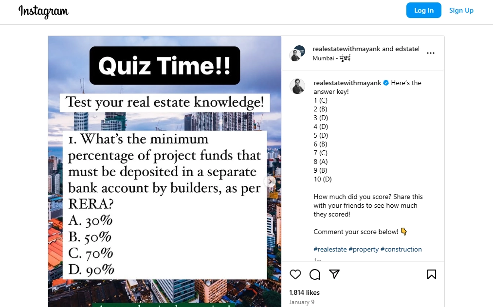 Quiz for Real Estate 